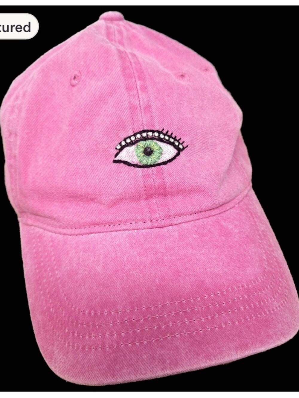 Baseball Cap with Hand Embroidered Eye